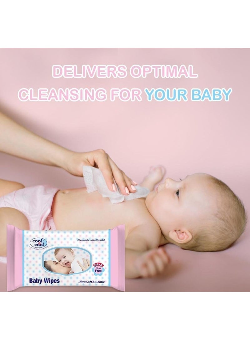 Cool & Cool Baby Wipes 64+8 Wipes Free - Image 3