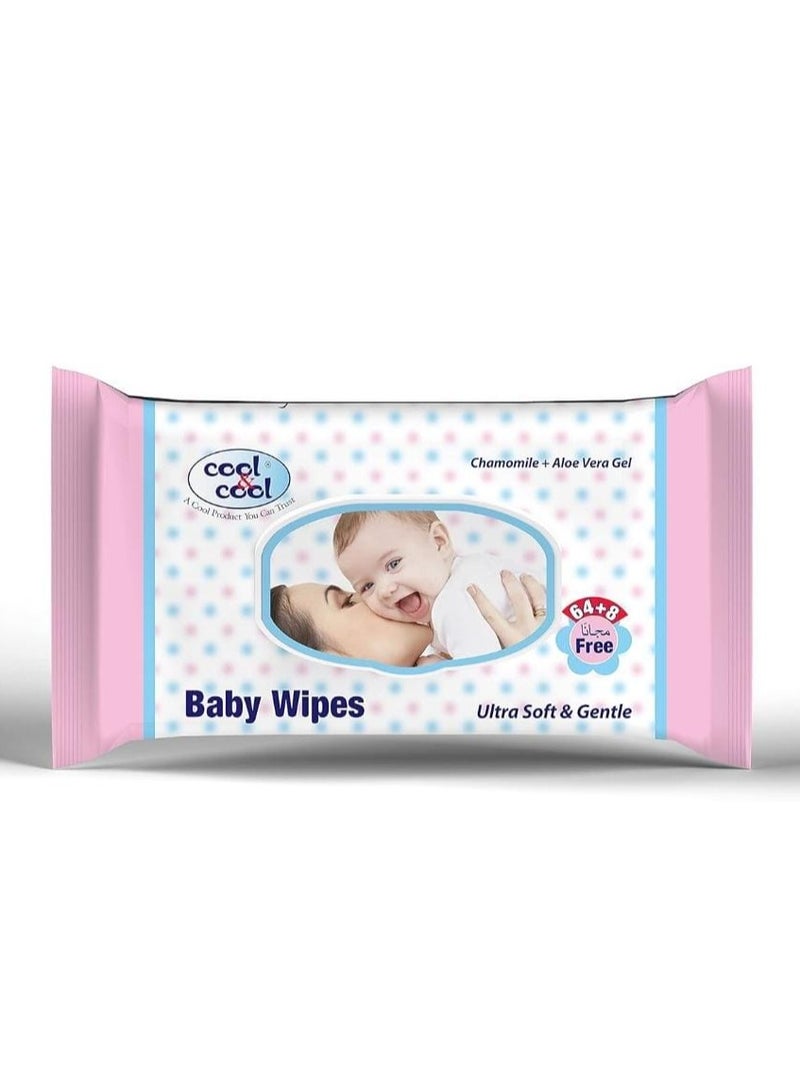 Cool & Cool Baby Wipes 64+8 Wipes Free - Image 5