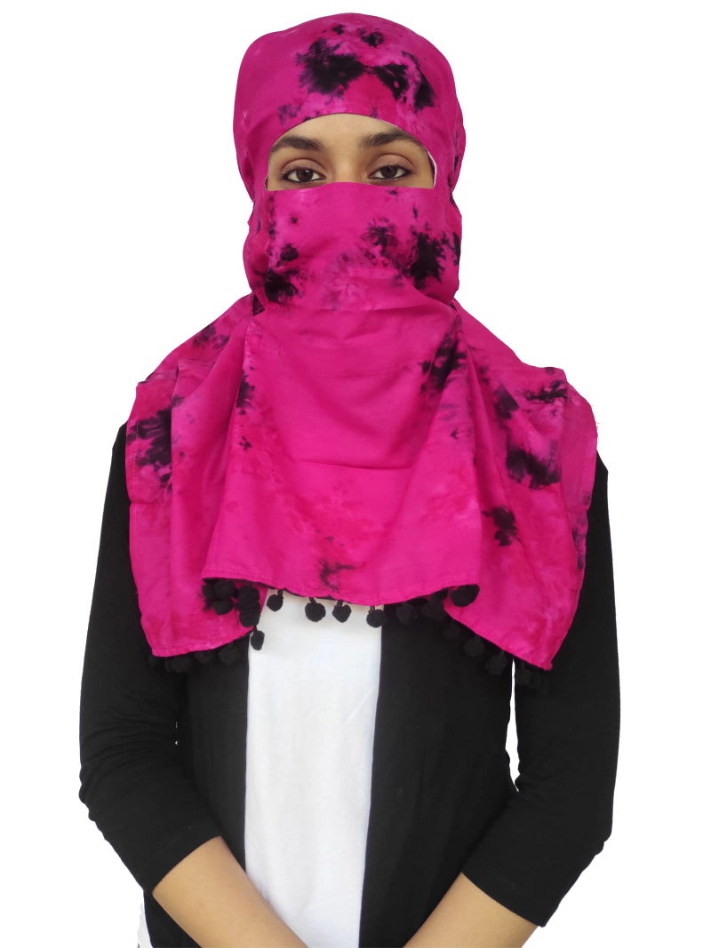Switchon Rayon Mill Tie Dye Innovative Female Scarf For Women With Closer 4 Inch Hook And Loop Tape Size Adjustable (Pink_Rani) - Image 1