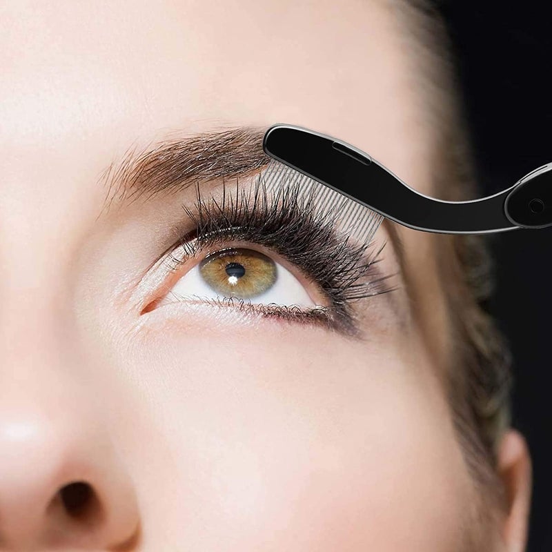 Docolor Foldable Eyelash Comb Separator Folding Lash Comb Eyebrow Mascara Applicator Eyelash Definer Arc Designed Cosmetic Brushes Tool - Image 2