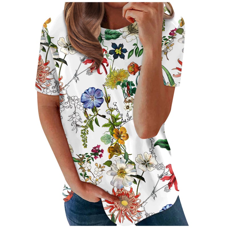 Nns 2023 Spring New Round Neck Women'S T-Shirt Round Neck Short Sleeve Letter 3D Printed Women'S T-Shirt - Image 1