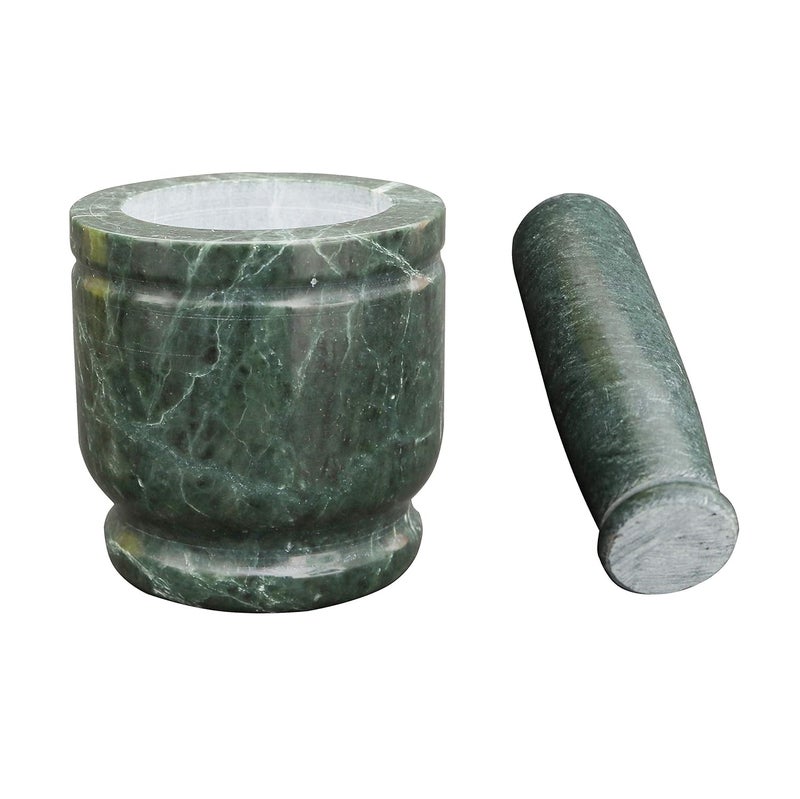 ikarus Green Mortar and Pestle Set kharad Masher Spice Mixer for Kitchen 56 inches - Image 4