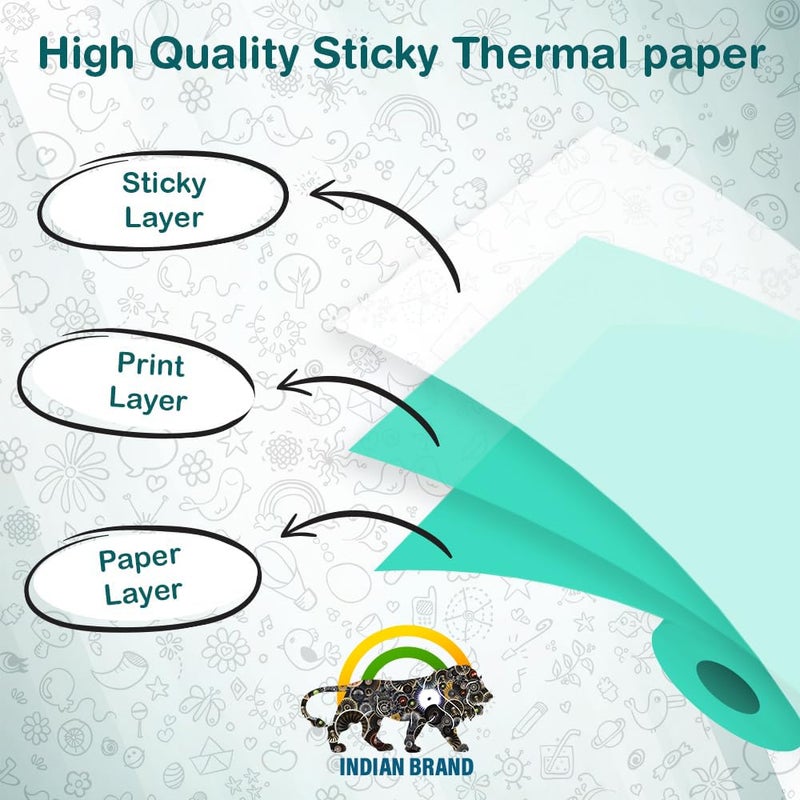 SEZNIK Sticky Adhesive Thermal Paper Rolls, Continuous 57mm Width Thermal Paper, 2 inch Thermal Paper for Mini Thermal Printer (White-57mm Width - Continuous Sticky Roll-Pack of 5) - Image 3