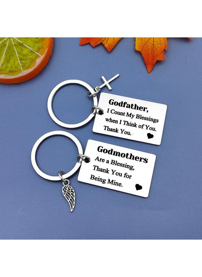 Jielahua - Godparent Gifts From Godchild Godmother/Godfather Keychain Set Thank You Gifts Baptism Gifts For Godparents Christening Gift Godparents Announcement Gifts First Communion Gifts - Image 1