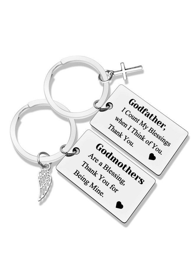 Jielahua - Godparent Gifts From Godchild Godmother/Godfather Keychain Set Thank You Gifts Baptism Gifts For Godparents Christening Gift Godparents Announcement Gifts First Communion Gifts - Image 1