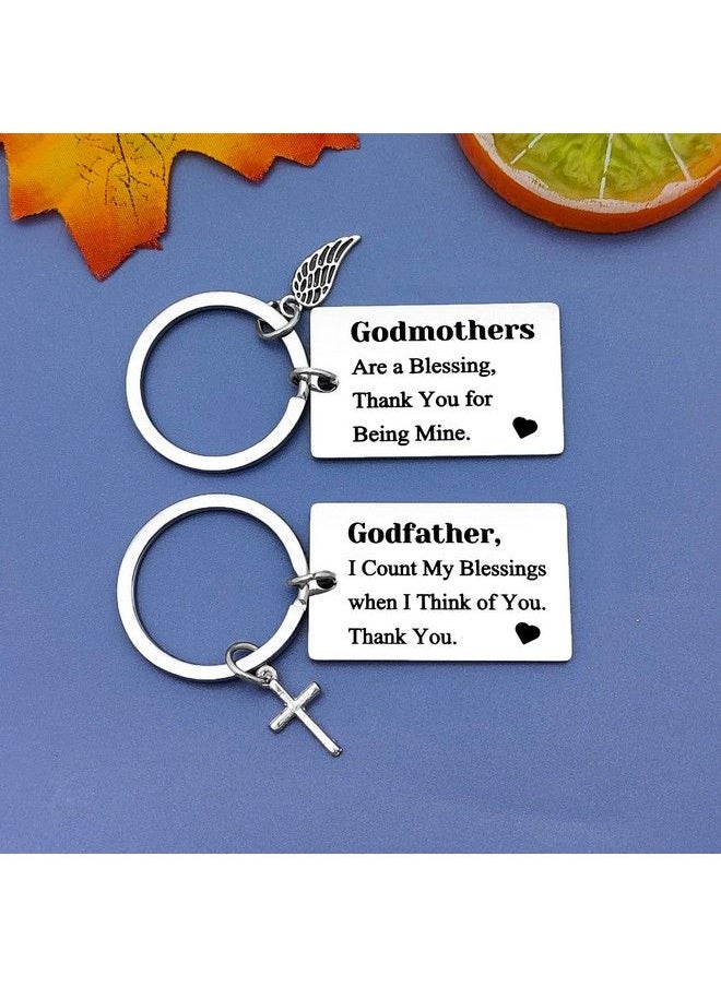 Jielahua - Godparent Gifts From Godchild Godmother/Godfather Keychain Set Thank You Gifts Baptism Gifts For Godparents Christening Gift Godparents Announcement Gifts First Communion Gifts - Image 1