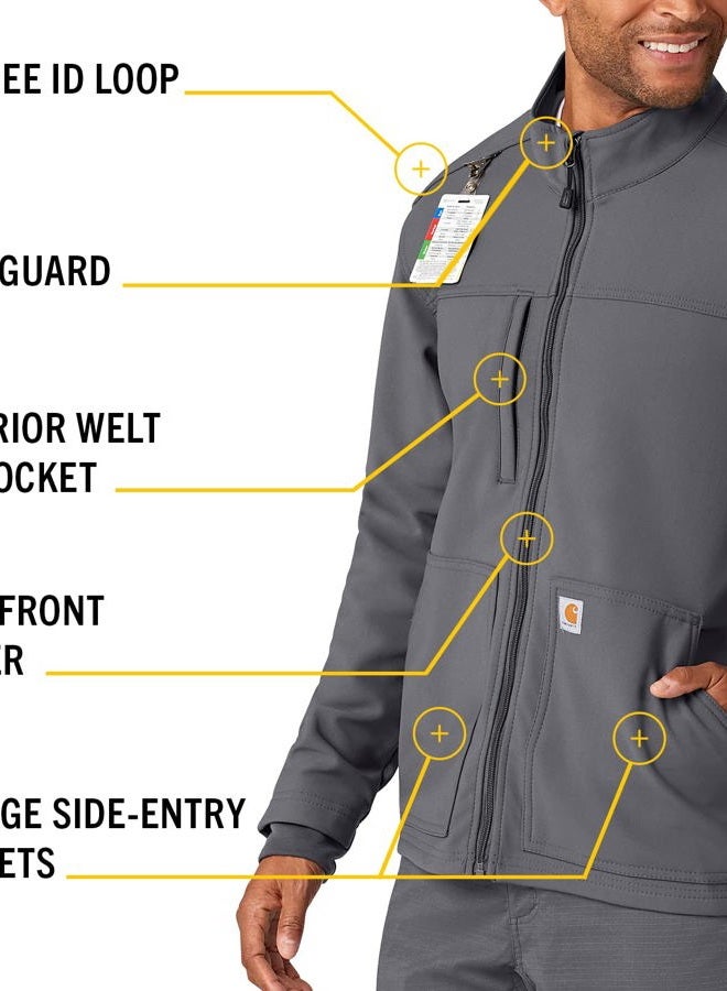 carhartt Men's Rugged Flex Modern Fit Fluid Resistant Bonded Fleece Jacket, Pewter, XL - Image 3