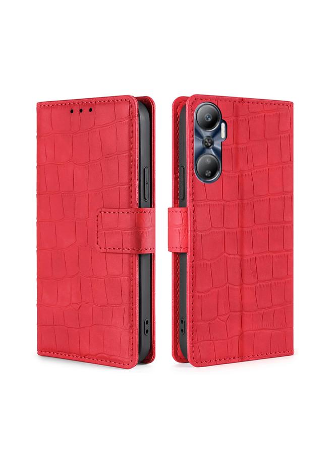 S-TOP Case For Infinix Hot 20 4G Skin Feel Crocodile Magnetic Clasp Leather Phone Case - Image 1
