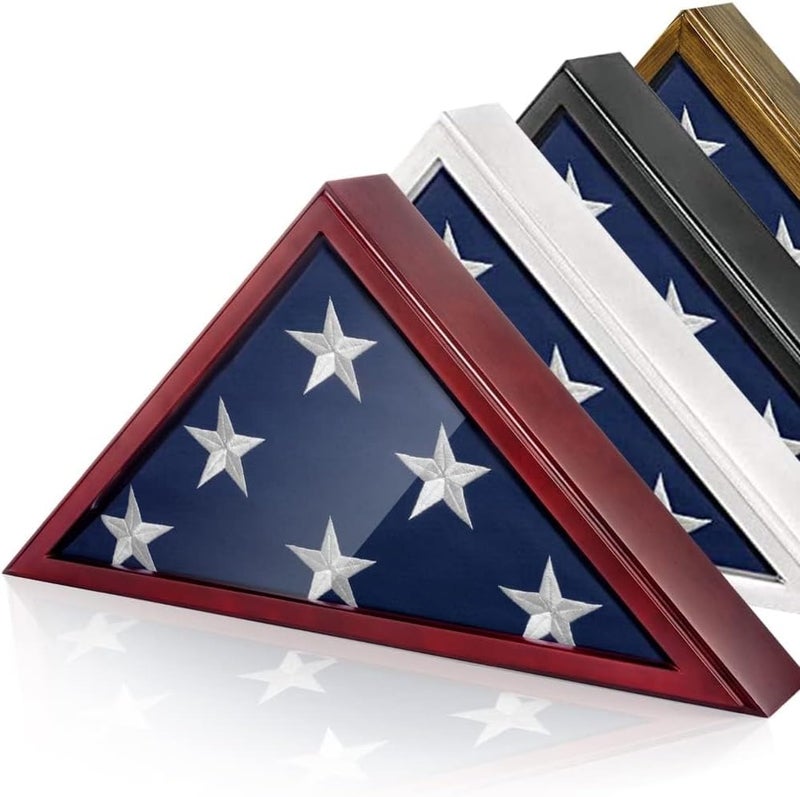 SmartChoice Glass Front Flag Display Case for Burial Flag - Wall Mounted 9.5 X 5 Feet Flag Box for American Veteran Flag and Folded Flag Display - Ideal for Honoring Military Service (Mahogany) - Image 1