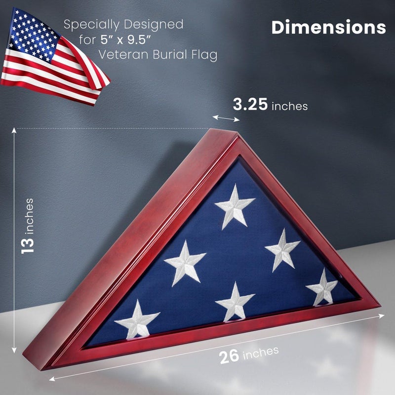 SmartChoice Glass Front Flag Display Case for Burial Flag - Wall Mounted 9.5 X 5 Feet Flag Box for American Veteran Flag and Folded Flag Display - Ideal for Honoring Military Service (Mahogany) - Image 3