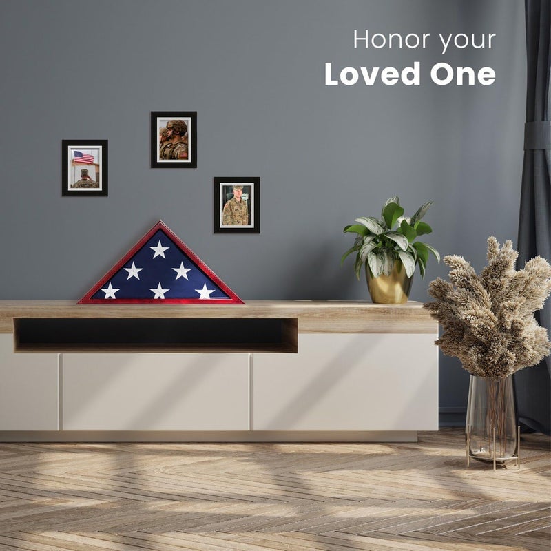 SmartChoice Glass Front Flag Display Case for Burial Flag - Wall Mounted 9.5 X 5 Feet Flag Box for American Veteran Flag and Folded Flag Display - Ideal for Honoring Military Service (Mahogany) - Image 5