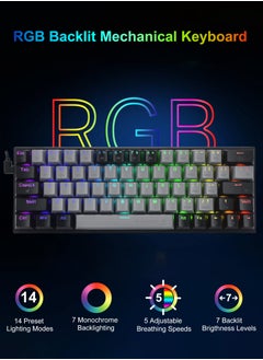 E-YOOSO 60% Wired Mechanical Gaming Keyboard with RGB Backlit Ultra-Compact 61 Keys, Hot Swappable Red Switches for Windows, Mac PS (Grey Black)  - Image 3