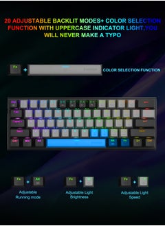 E-YOOSO 60% Wired Mechanical Gaming Keyboard with RGB Backlit Ultra-Compact 61 Keys, Hot Swappable Red Switches for Windows, Mac PS (Grey Black)  - Image 5