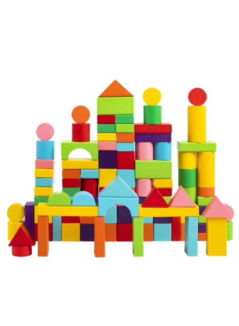 MIXDE Wooden Building Blocks Toys Set , 108pcs Macaron Color City Construction Stacking Toys Preschool Educational Toys , Toddler Toys For 3+ Year Old Boy And Girl Gifts - Image 1