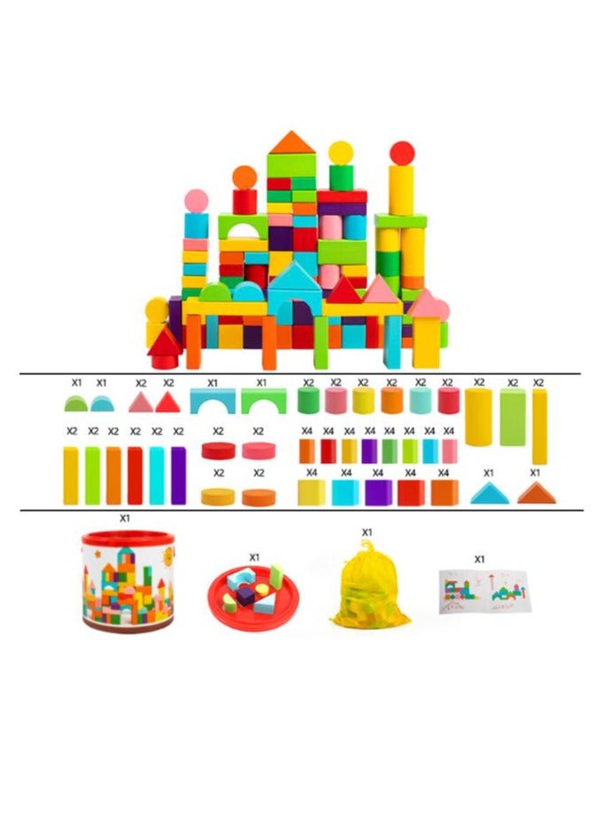MIXDE Wooden Building Blocks Toys Set , 108pcs Macaron Color City Construction Stacking Toys Preschool Educational Toys , Toddler Toys For 3+ Year Old Boy And Girl Gifts - Image 2