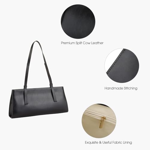 DONNAIN Genuine Leather Trendy Shoulder Bag for Women, Small Women Handbag and Clutch Purse (Black) - Image 5