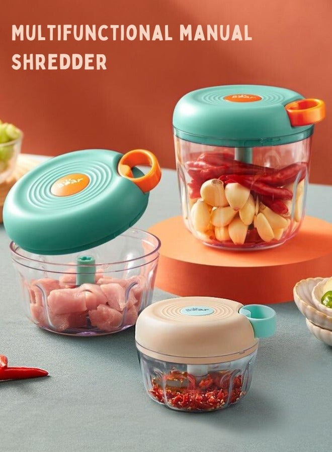 Manual Chopper, Blender with Storage Lid, Vegetable Chopper 200ml, Pull Chopper to Chop Vegetables, Fruits, Meat, Small Capacity Vegetable Chopper, Hand Pull Manual Food Blender  - Image 2