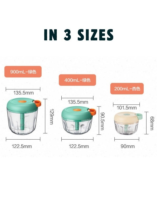 Manual Chopper, Blender with Storage Lid, Vegetable Chopper 200ml, Pull Chopper to Chop Vegetables, Fruits, Meat, Small Capacity Vegetable Chopper, Hand Pull Manual Food Blender  - Image 4