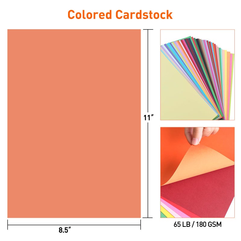 MAXECHO 8.5" X 11" Colored Cardstock Bulk 100 Sheets 50 Assorted Colors Construction Paper Card Stock Printer Paper for DIY Crafts, Party Decorations, Cricut, 180 GSM/65 LB - Image 3