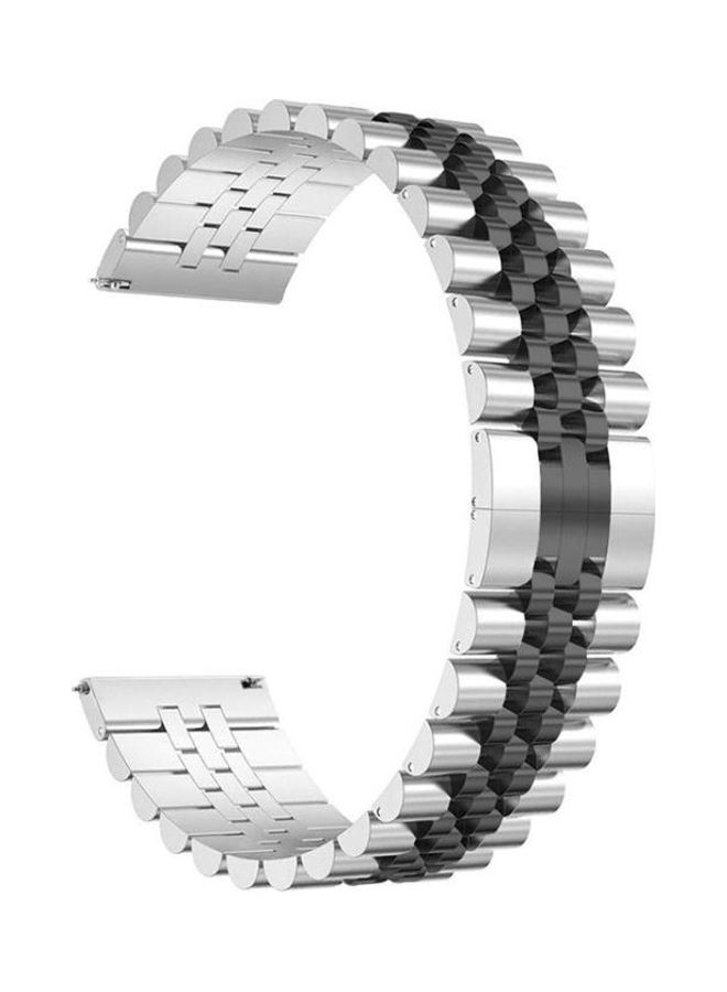 NIBEMINENT Five Beads Steel Replacement Strap For Samsung Galaxy Watch 3 45mm Silver/Black - Image 2