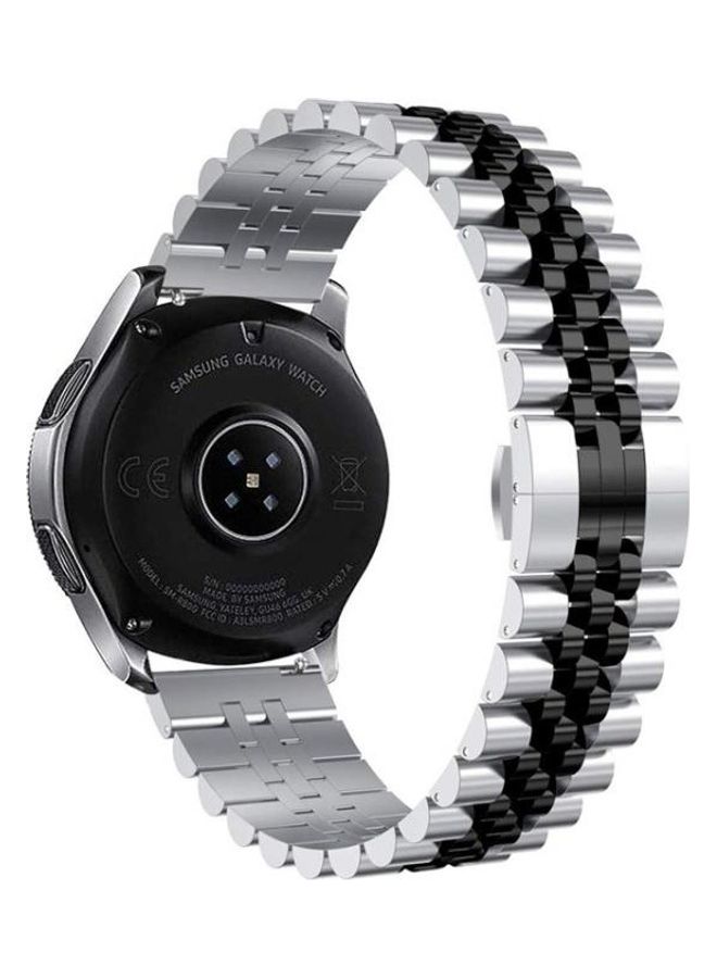 NIBEMINENT Five Beads Steel Replacement Strap For Samsung Galaxy Watch 3 45mm Silver/Black - Image 4