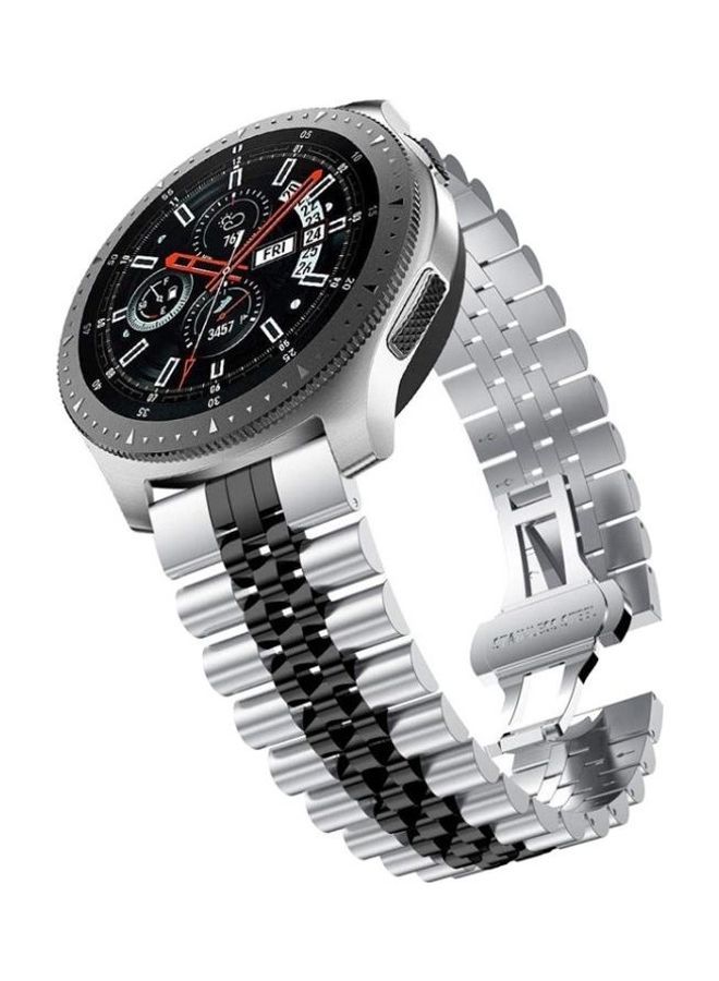 NIBEMINENT Five Beads Steel Replacement Strap For Samsung Galaxy Watch 3 45mm Silver/Black - Image 3