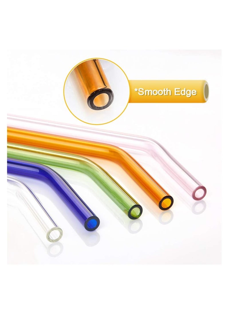 KASTWAVE - Reusable Glass Straws, Reusable Bent Glass Drinking Straws with 2 Cleaning Brushes, Reusable Straws for Smoothies, Milkshakes, Juice (Blue, 12 Pack) - Image 1