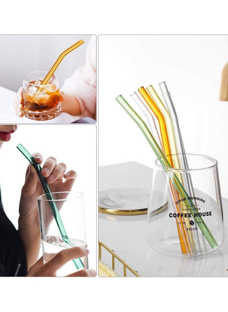 KASTWAVE - Reusable Glass Straws, Reusable Bent Glass Drinking Straws with 2 Cleaning Brushes, Reusable Straws for Smoothies, Milkshakes, Juice (Blue, 12 Pack) - Image 1