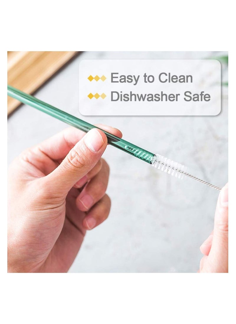 KASTWAVE - Reusable Glass Straws, Reusable Bent Glass Drinking Straws with 2 Cleaning Brushes, Reusable Straws for Smoothies, Milkshakes, Juice (Blue, 12 Pack) - Image 1
