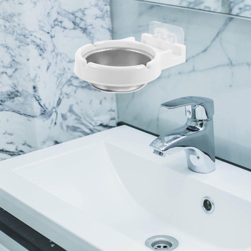 حاوية سجائر من الفولاذ المقاوم للصدأ مثبتة على الحائط للداخل في الحمام باللون الأبيض - Image 3