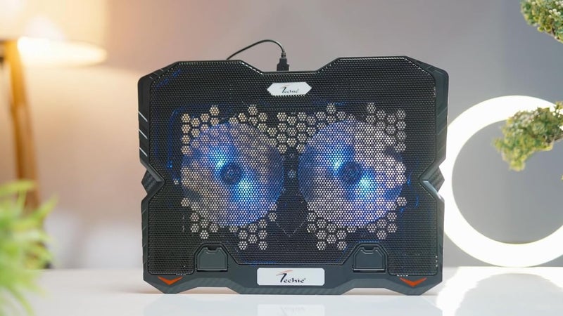 Techie 2 Fan Laptop Cooling Pad with Mobile Stand for Upto 15.6 Inch Laptops with 5 Adjustable Levels. (2 Fan) - Image 4