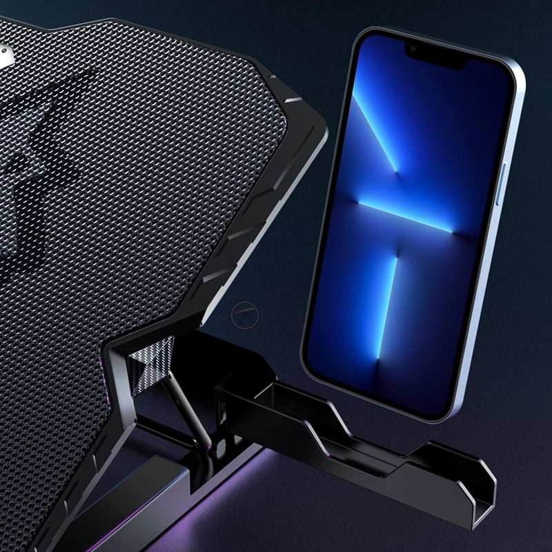 Techie 2 Fan Laptop Cooling Pad with Mobile Stand for Upto 15.6 Inch Laptops with 5 Adjustable Levels. (2 Fan) - Image 3