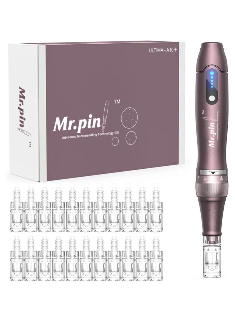 مستر بن قلم ديرما بن الاصلي مستر بن A10 بلس - لاسلكي مع 20 قطعة من خراطيش بديلة بمقاسات مختلفة - للعناية بالبشرة والشعر - Image 1