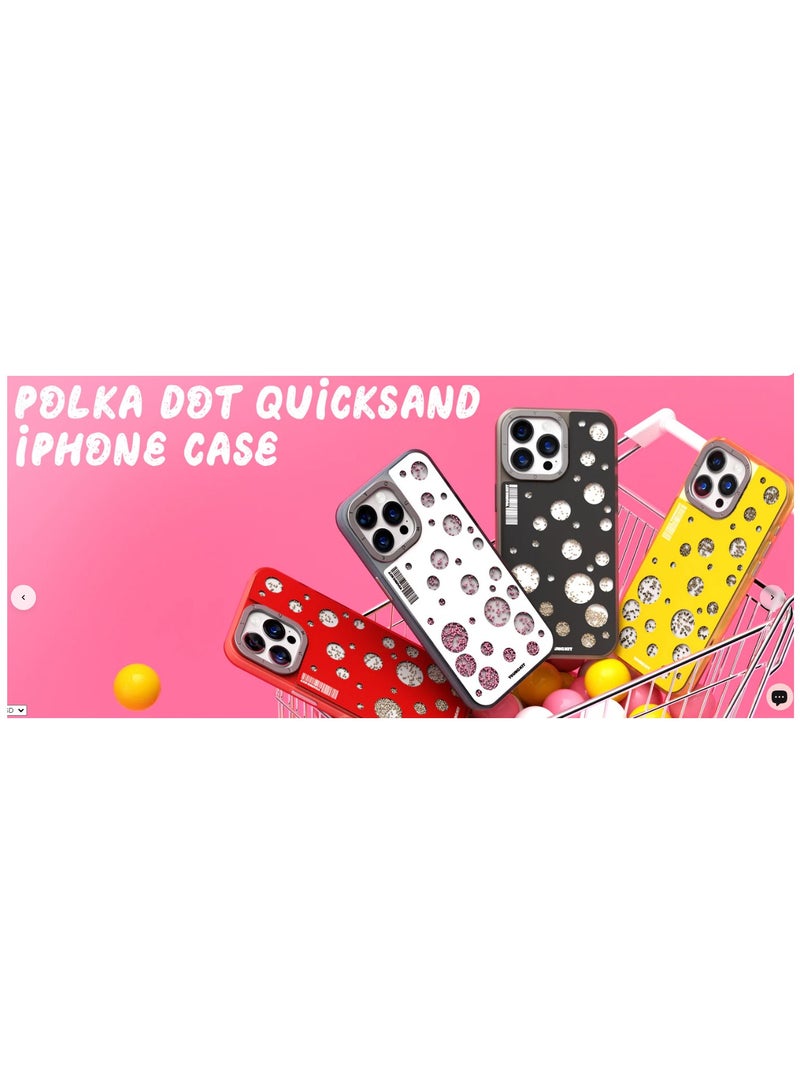 YOUNG KIT حافظة آيفون 15 برو ماكس 6.7 بوصة من سلسلة FlowBeads بتصميم نقاط البولكا - لون أسود - Image 3