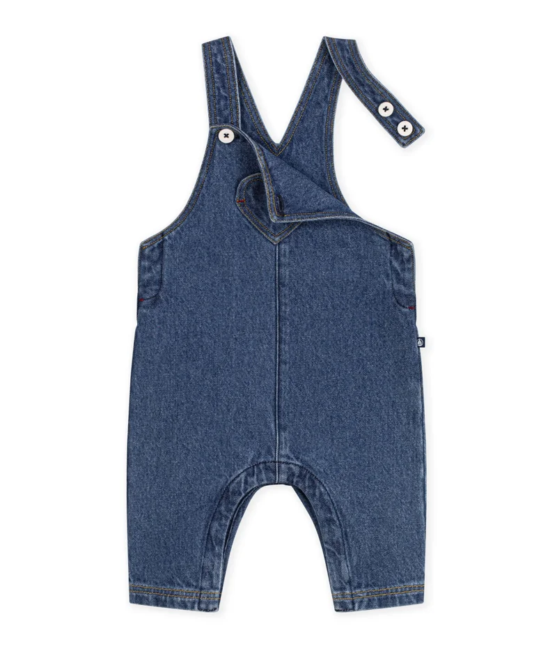 بيتي باتو Babies' Long-Leg Denim Dungarees With A Heart-Shaped Pocket
