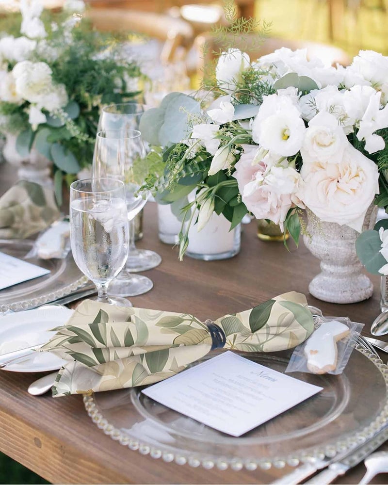 PIEPLE Sage Green Leaf Cloth Napkins Set of 8 Vintage Botanical Pastoral Plant Washable Reusable Dinner Cocktail Napkin for Kitchen Party Wedding Banquet Holiday Baby Shower Table Decor - Image 2