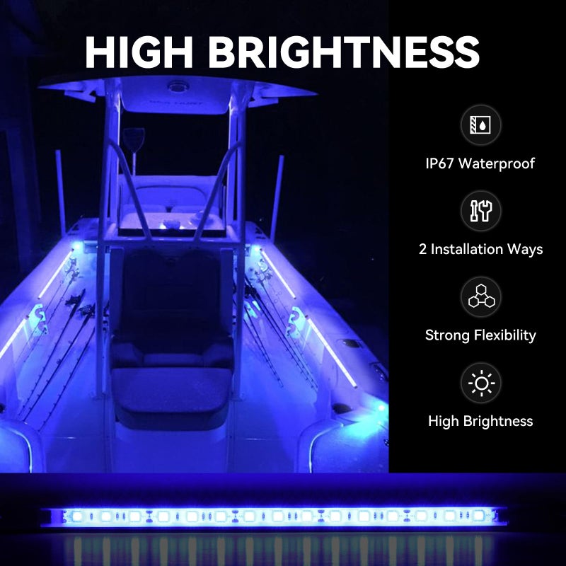 ULITECO Boat Interior Lights Blue,Waterproof Led Boat Lighting, Marine Led Strip Lights, Super Bright Marine Lighting for Night Fishing Courtesy Lights for Pontoon Kayak Yacht Sailboat (Blue 4PCS) - Image 2