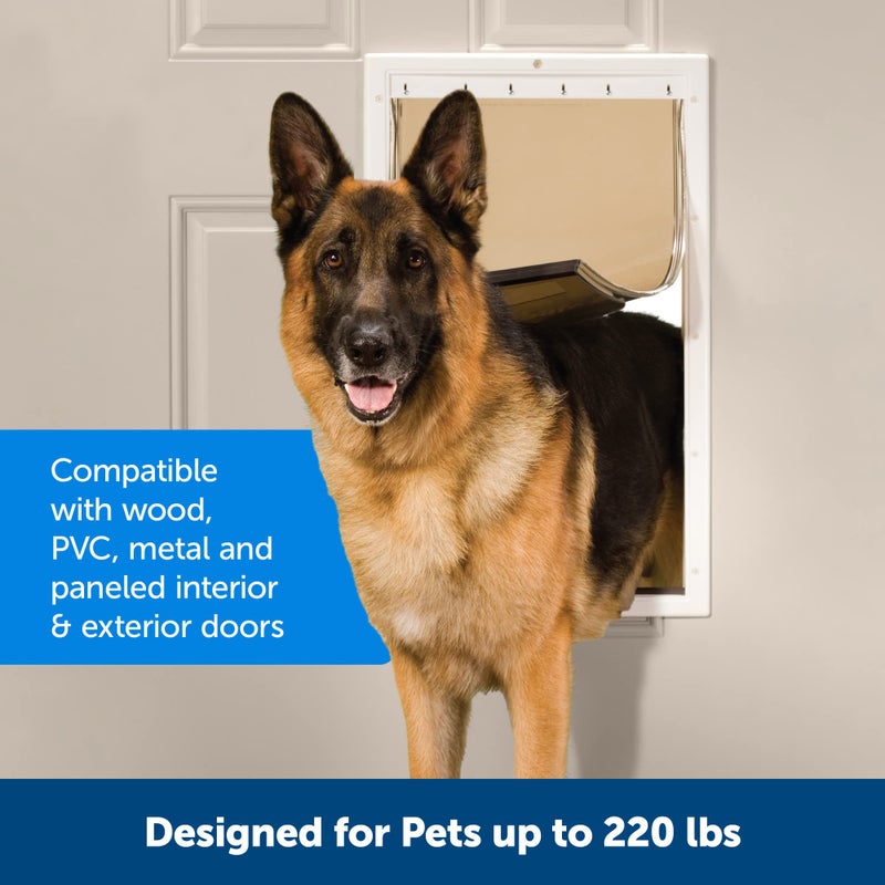 PetSafe Plastic Pet Door - Easy Install for Wood, PVC Metal & Paneled Doors - Rust-Free Plastic Frame - Flap Dimensions 13 3/4" W x 23 3/4" H - for Extra Large Dogs Weighing Up to 220 lb - Image 3