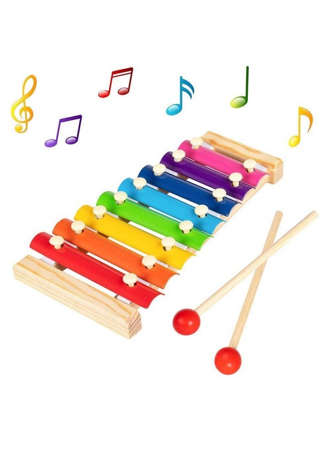 Webby Colorful Hand Knock Xylophone Toy with 8 Different Tones and 2 Wooden Mallets for Kids - Image 2