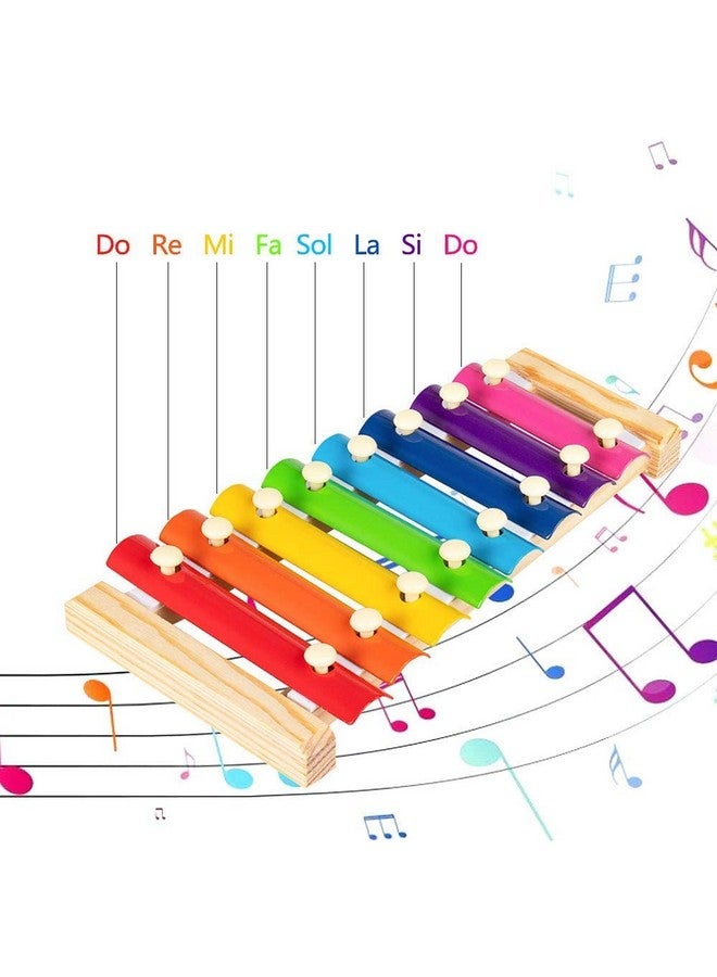 Webby Colorful Hand Knock Xylophone Toy with 8 Different Tones and 2 Wooden Mallets for Kids - Image 5