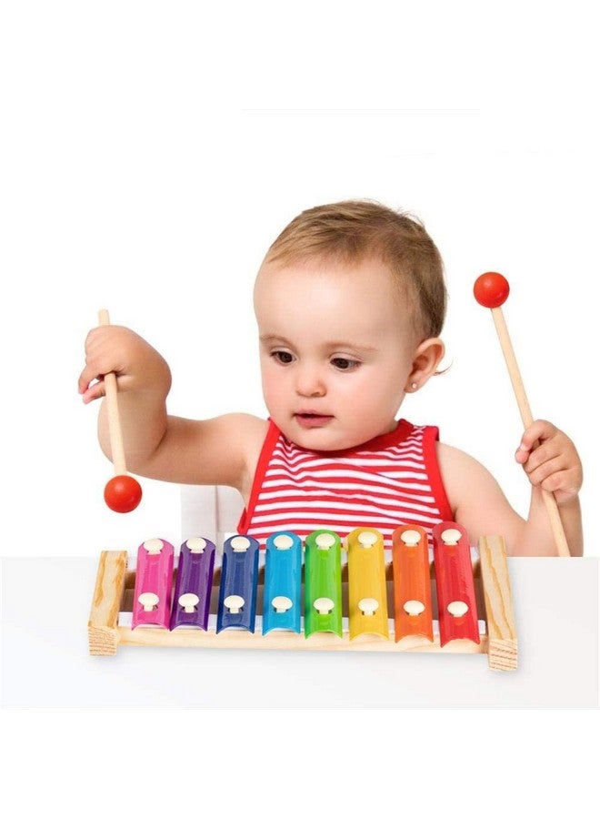 Webby Colorful Hand Knock Xylophone Toy with 8 Different Tones and 2 Wooden Mallets for Kids - Image 3