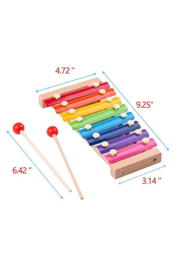 Webby Colorful Hand Knock Xylophone Toy with 8 Different Tones and 2 Wooden Mallets for Kids - Image 4