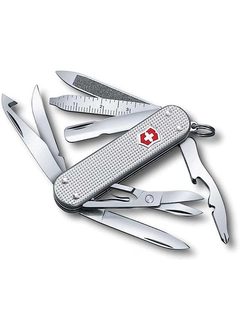 Victorinox Mini Champ Alox Swiss Army Pocket Knife, Small, Multi Tool, 15 Functions, Scissors, Silver
