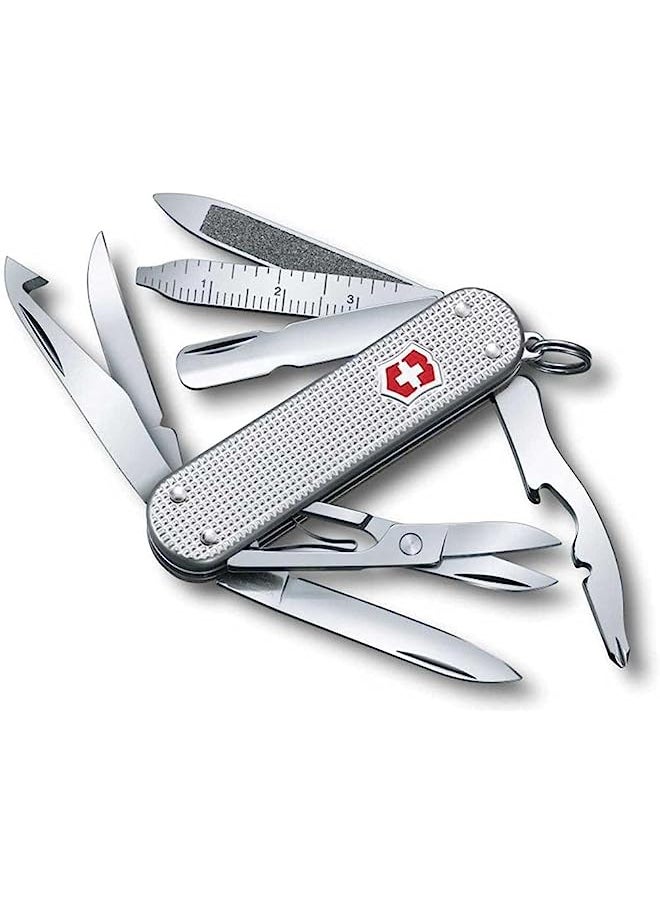 Victorinox Mini Champ Alox Swiss Army Pocket Knife, Small, Multi Tool, 15 Functions, Scissors, Silver
