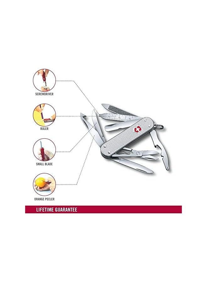 Victorinox Mini Champ Alox Swiss Army Pocket Knife, Small, Multi Tool, 15 Functions, Scissors, Silver