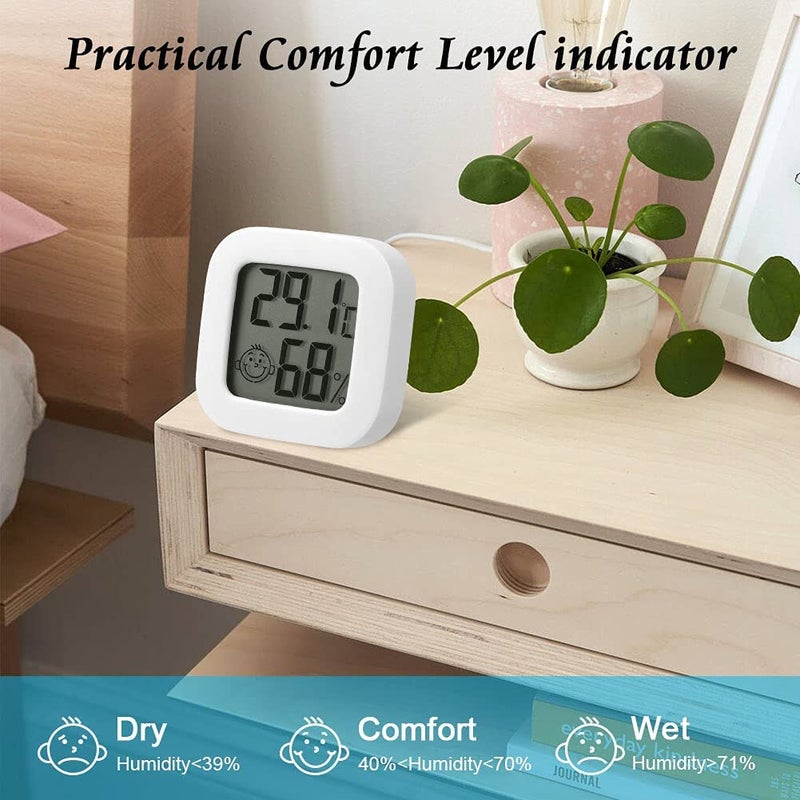 flintronic 3pcs Room Thermometer Hygrometer Indoor, Mini Digital Temperature Humidity Meter Gauge, Accurate Hygrometer with Clear LCD Display and Face Icons for Home Baby,Office, Garden(with Battery) - Image 4