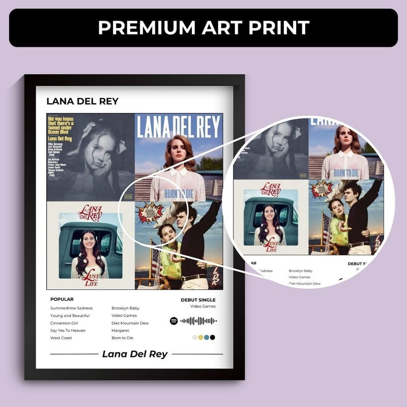 Funk You Store Lana Del Rey Poster | Framed A4 Poster | Summertime Sadness, Born to Die, Lust for Life | 31 x 23 cm | Sleek Aesthetic Frame for Wall, Room Decor, Gifting, Study Table (Lana Del Rey) - Image 5