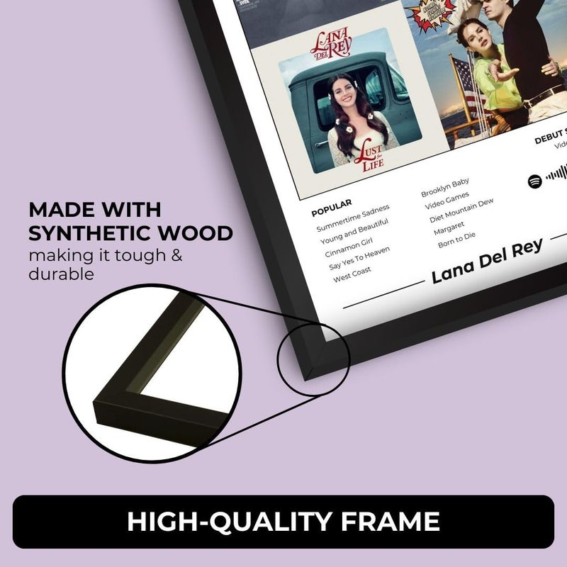 Funk You Store Lana Del Rey Poster | Framed A4 Poster | Summertime Sadness, Born to Die, Lust for Life | 31 x 23 cm | Sleek Aesthetic Frame for Wall, Room Decor, Gifting, Study Table (Lana Del Rey) - Image 4