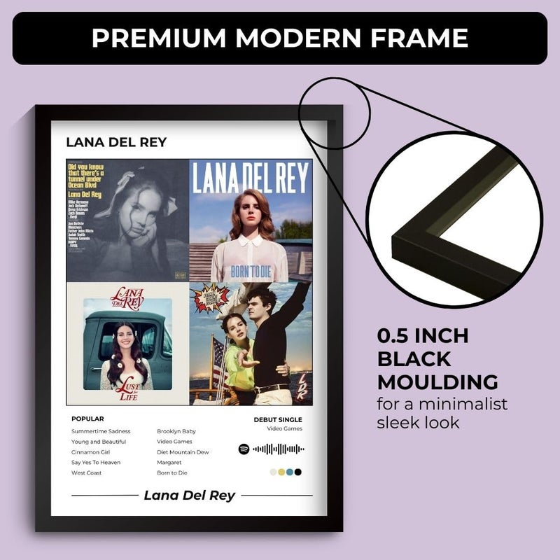 Funk You Store Lana Del Rey Poster | Framed A4 Poster | Summertime Sadness, Born to Die, Lust for Life | 31 x 23 cm | Sleek Aesthetic Frame for Wall, Room Decor, Gifting, Study Table (Lana Del Rey) - Image 3