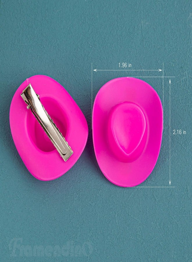 Framendino, 12 Pack Mini Western Cowboy Hat Hair Clip Pink Barrettes for Clothing Decoration - Image 2